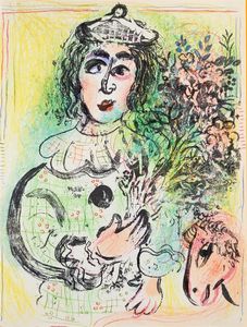 MARC CHAGALL Vitebsk (URSS) 1887 - 1985 Saint-Paul de Vence (F) - Le clown fleur 1963