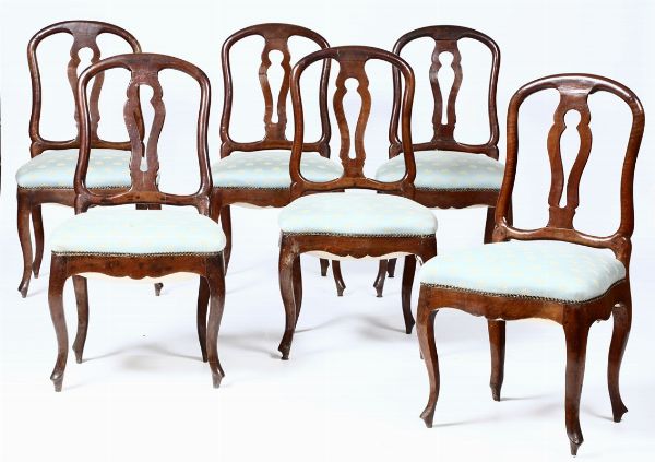 Sei sedie Luigi XV, Genova XVIII secolo  - Asta Antiquariato Selected | Asta a Tempo - Associazione Nazionale - Case d'Asta italiane