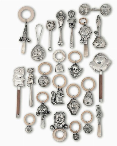 Insieme di sonagli in argento, varie manifatture ed epoche  - Asta Argenti da Collezione - Associazione Nazionale - Case d'Asta italiane