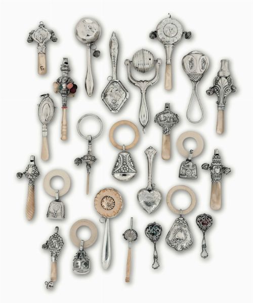 Insieme di sonagli in argento, varie manifatture ed epoche  - Asta Argenti da Collezione - Associazione Nazionale - Case d'Asta italiane
