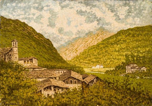 ENRICO REYCEND Torino 1855 - 1928 : Quiete montanina 1923  - Asta Asta 164 Dipinti moderni e contemporanei - Associazione Nazionale - Case d'Asta italiane