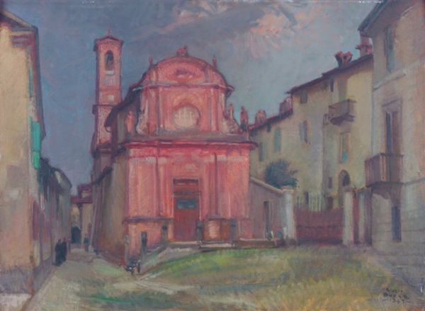 GIULIO BOETTO Torino 1894 - 1967 : Chiesa di San Nicola a Saluzzo 1947  - Asta Asta 164 Dipinti moderni e contemporanei - Associazione Nazionale - Case d'Asta italiane