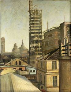 ITALO CREMONA Cozzo Lomellina (PV) 1905 - 1979 Torino - Costruzione della Torre Littoria di Torino  1933-1934 circa