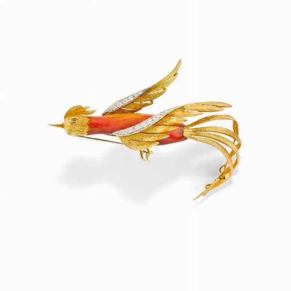Spilla in oro bicolore 18K  - Asta Jewelry Week / Gioielli, Orologi, Argenti e Monete - Associazione Nazionale - Case d'Asta italiane