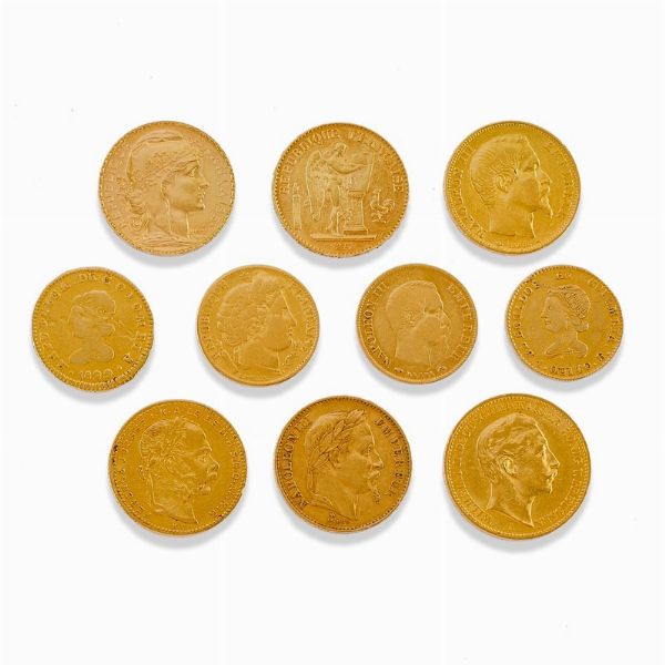 Dieci monete in oro  - Asta Jewelry Week / Gioielli, Orologi, Argenti e Monete - Associazione Nazionale - Case d'Asta italiane