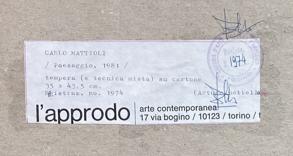 MATTIOLI CARLO (1911 - 1994) : Paesaggio.  - Asta ASTA 293 - ARTE MODERNA E CONTEMPORANEA (online) - Associazione Nazionale - Case d'Asta italiane