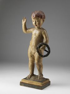 MANIFATTURA ITALIANA DEL XVIII SECOLO - Figura di Cristo Bambino benedicente.