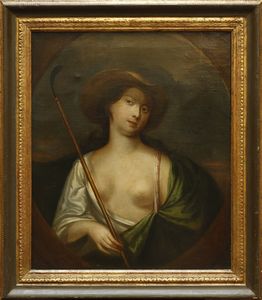 ARTISTA INGLESE DEL XVIII SECOLO - Ritratto di giovane donna vestita da pastorella.