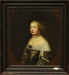 CHARLES E HENRY BEAUBRUN (1602-1692. 1603-1677) - Cerchia di. Ritratto di Maria Giovanna Battista di Savoia Nemours.