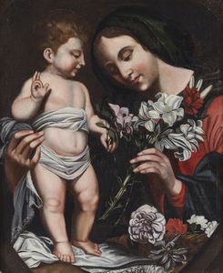 ARTISTA TOSCANO DEL XVII SECOLO - Madonna con il Bambino.