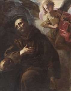ARTISTA GENOVESE DEL XVII SECOLO - San Francesco e l'angelo.