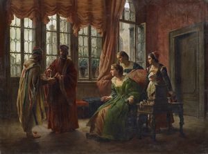 RAYMOND LODOVICO (1825 - 1898) - Scena d'interno con personaggi.