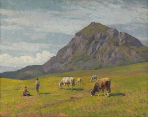 ZARDO ALBERTO (1876 - 1959) - Paesaggio con armenti.