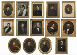 ARTISTI VARI - Gruppo di 14 ritratti del XIX secolo.