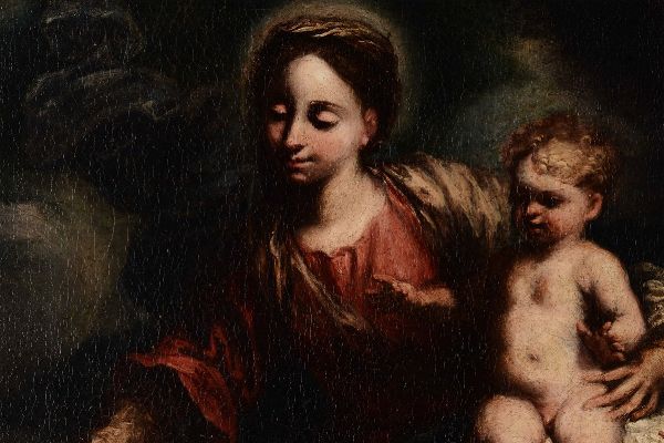 Madonna con Bambino, putti e figura di offerente  - Asta Dipinti Antichi - Associazione Nazionale - Case d'Asta italiane