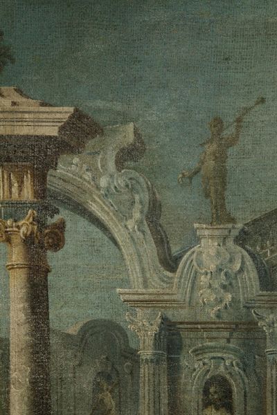 Bertuzzi detto l'Anconitano Nicolas : Capriccio architettonico con figure  - Asta Dipinti Antichi - Associazione Nazionale - Case d'Asta italiane