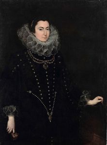 van Dyck Antoon : Gentildonna in abito nero e gorgiera  - Asta Dipinti Antichi - Associazione Nazionale - Case d'Asta italiane