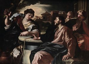 Solimena Francesco : Cristo e la samaritana  - Asta Dipinti Antichi - Associazione Nazionale - Case d'Asta italiane