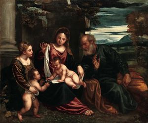 Sacra Famiglia con i Santi Caterina e Giovannino  - Asta Dipinti Antichi - Associazione Nazionale - Case d'Asta italiane