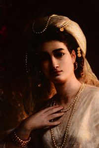 Riedel August : Ritratto di giovane donna con copricapo orientale  - Asta Dipinti Antichi - Associazione Nazionale - Case d'Asta italiane