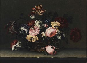 CRASTONA MARGHERITA - Natura morta con cesta di fiori
