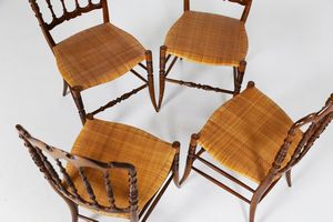 FRATELLI SANGUINETI : Quattro sedie modello Chiavarina, anni '60. (4)  - Asta ASTA 295 - DESIGN (Banditore Virtuale) - Associazione Nazionale - Case d'Asta italiane