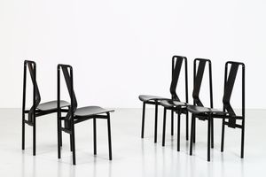 CASTIGLIONI ACHILLE (1918 - 2002) : Cinque sedie modello Irma, per Zanotta, Italia, anni 80. (5)  - Asta ASTA 295 - DESIGN (Banditore Virtuale) - Associazione Nazionale - Case d'Asta italiane