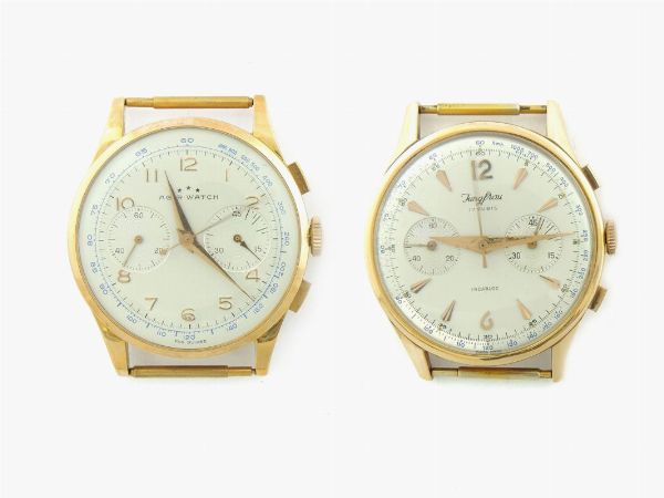 Due cronografi da polso per uomo Agir Watch e Jungfrau in oro giallo  - Asta Orologi - Associazione Nazionale - Case d'Asta italiane