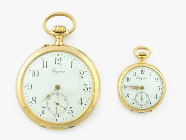 Due orologi da tasca Longines Gran Prix Paris 1900 in oro giallo  - Asta Orologi - Associazione Nazionale - Case d'Asta italiane