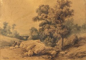 RIGHINI GIUSEPPE LEONE Torino 1820 - Belem 1884 - Paesaggio