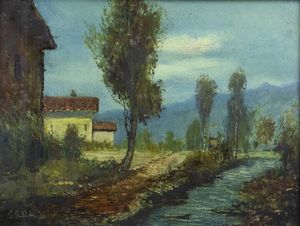 CORRADO FILIPPA Agliano (AT) 1893 - Torino 1974 - Paesaggio collinare