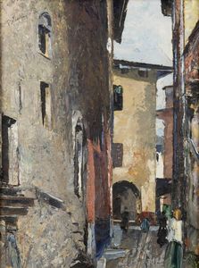 VITTORIO PETRELLA DA BOLOGNA Bologna 1886 - 1951 Venezia - Vicolo di paese