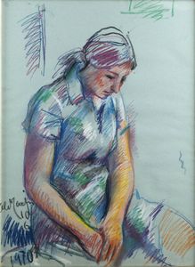 ALDO CARPI Milano 1886 - 1973 - Donna in meditazione 10/6/1970