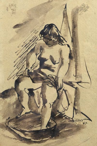 GIULIO DA MILANO F 1895 - 1990 Torino : Nudo femminile 1945  - Asta Asta 169 : Dipinti e sculture del '900 e contemporanee - Associazione Nazionale - Case d'Asta italiane