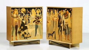 PILLANT MORDECAI - Coppia di cabinets realizzati con pannelli anni 50, esecuzione 2012.