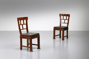 DEL GIUDICE BRENNO (1988 - 1957) - (attribuito) Coppia di sedie produzione Mobilificio Aurora, anni '30. (2)