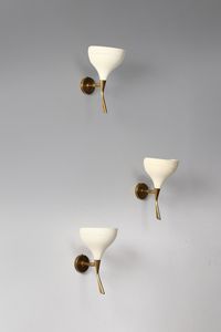 TORLASCO OSCAR (1934 - 2004) : Tre lampade da parete modello D12, produzione Lumen, anni '50. (3)  - Asta ASTA 296 - FINE DESIGN (Tradizionale)  - Associazione Nazionale - Case d'Asta italiane