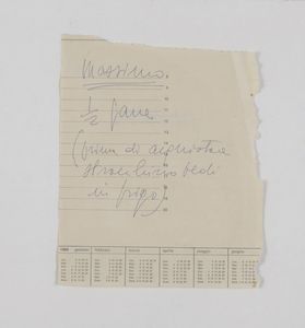 Mesciulam Plinio : Comunicazione su foglio di calendario, 1975  - Asta Arte Moderna e Contemporanea | Asta a Tempo - Associazione Nazionale - Case d'Asta italiane