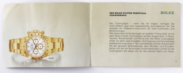 Rolex libretto Cosmograph anno 1988 in tedesco  - Asta Orologi | Asta a Tempo - Associazione Nazionale - Case d'Asta italiane