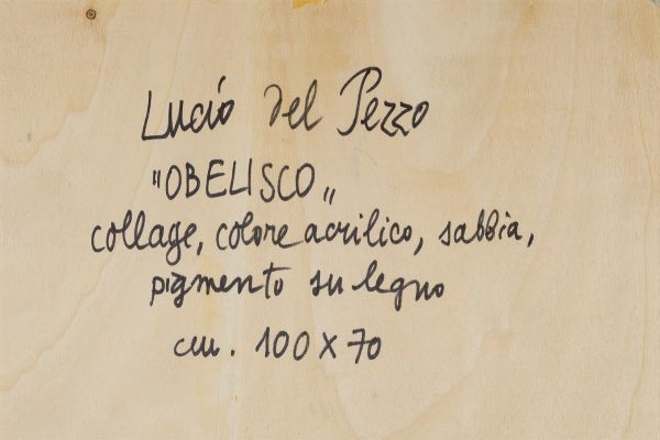 DEL PEZZO LUCIO : Obelisco  - Asta Arte Moderna e Contemporanea, Fotografia e Fumetti - Associazione Nazionale - Case d'Asta italiane
