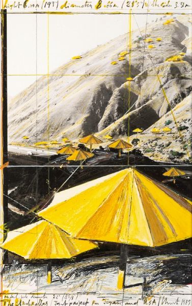 Christo : Umbrellas-yellow (project Usa-Japan), 1989  - Asta Arte Moderna e Contemporanea, Fotografia e Fumetti - Associazione Nazionale - Case d'Asta italiane
