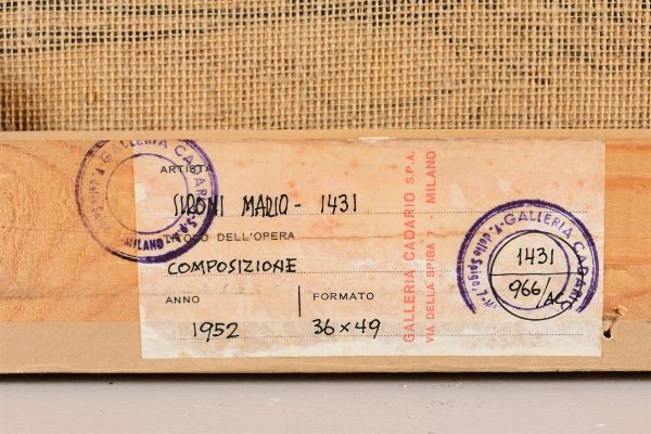 SIRONI MARIO : Composizione, 1955 ca  - Asta Arte Moderna e Contemporanea, Fotografia e Fumetti - Associazione Nazionale - Case d'Asta italiane