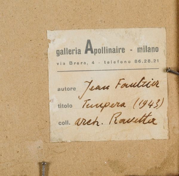 FAUTRIER JEAN : Le tarce nue, 1943  - Asta Arte Moderna e Contemporanea, Fotografia e Fumetti - Associazione Nazionale - Case d'Asta italiane