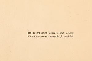 Agnetti Vincenzo : Dati quattro istanti-lavoro vi sar sempre..., 1973  - Asta Arte Moderna e Contemporanea, Fotografia e Fumetti - Associazione Nazionale - Case d'Asta italiane