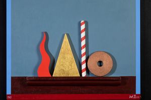 DEL PEZZO LUCIO : Mensola con oggetti, 1988  - Asta Arte Moderna e Contemporanea, Fotografia e Fumetti - Associazione Nazionale - Case d'Asta italiane