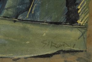 SIRONI MARIO : Composizione con paesaggio, 1952 ca  - Asta Arte Moderna e Contemporanea, Fotografia e Fumetti - Associazione Nazionale - Case d'Asta italiane
