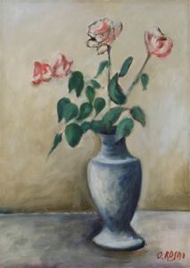 ROSAI OTTONE : Vaso con quattro rose, 1956  - Asta Arte Moderna e Contemporanea, Fotografia e Fumetti - Associazione Nazionale - Case d'Asta italiane