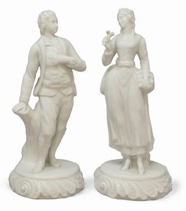 Tre coppie di sculture in porcellana bianca  - Asta UNA COLLEZIONE DI PORCELLANE TOSCANE - Associazione Nazionale - Case d'Asta italiane