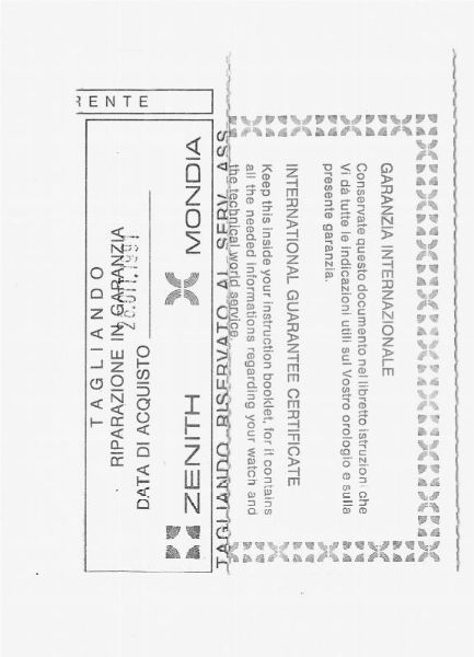 ZENITH EL PRIMERO CRONOGRAFO REF. 06-0200-400 ANNO 1991  - Asta OROLOGI DA POLSO E DA TASCA - Associazione Nazionale - Case d'Asta italiane
