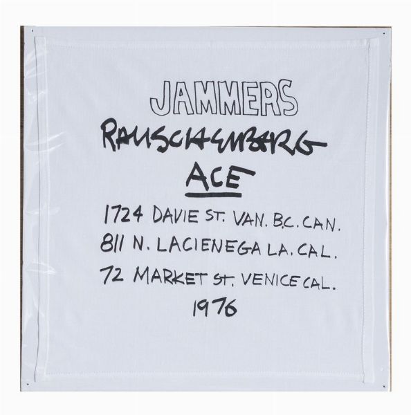 Robert Rauschenberg : Jammers. Rauschenberg, Vancouver - Los Angeles - Venice (California), Ace (Gallery), 1976, 39x39 cm.  - Asta Testimonianze: libri e documenti dell'arte moderna e contemporanea - Associazione Nazionale - Case d'Asta italiane
